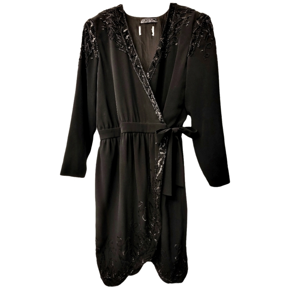 VINTAGE Silk Beaded Wrap Dress Made in Italy